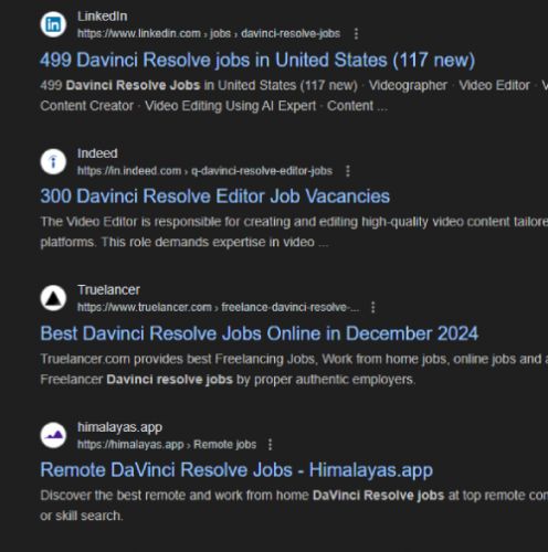 Davinci Resolve internship jobs in Brisbane